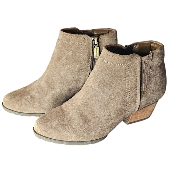 Blondo Waterproof Nubuck Leather Suede Block Heel 6.5W Bootie color mushroom - Picture 8 of 16